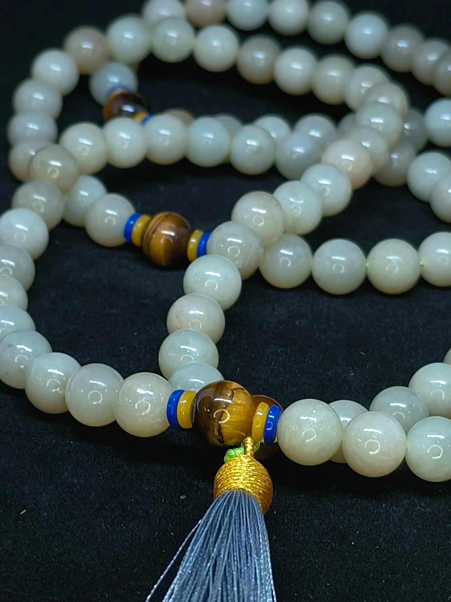 Hetian Jade Qiemo Sugar Bead Necklace · Golden Tiger Eye