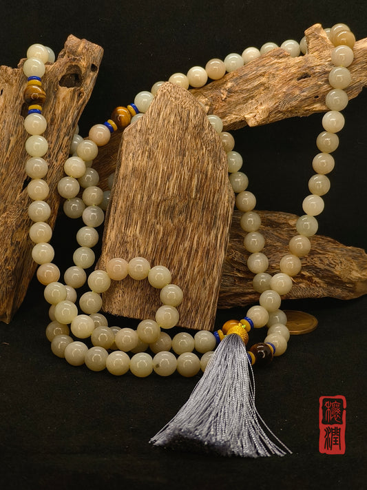 Hetian Jade Qiemo Sugar Bead Necklace · Golden Tiger Eye