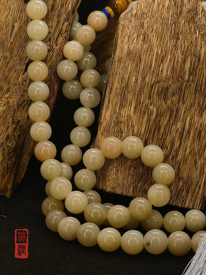 Hetian Jade Qiemo Sugar Bead Necklace · Golden Tiger Eye
