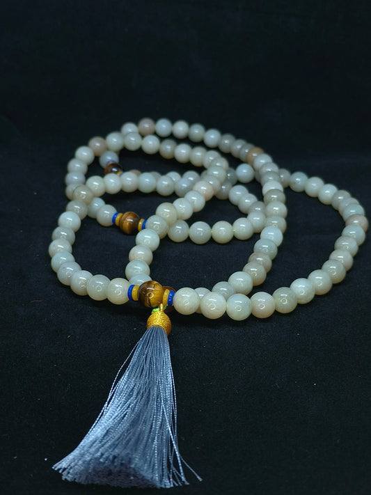Hetian Jade Qiemo Sugar Bead Necklace · Golden Tiger Eye